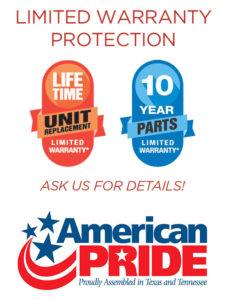 Every Amana unit sold by Peters Heating & Air Conditioning is backed by a generous 10 year parts replacement and limited lifetime warranty on the unit. 